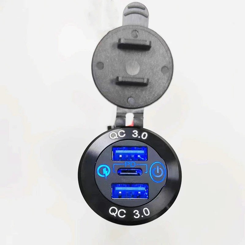 Bluejw 60W USB C Car Charger, Universal 12V/24V Automobile Adapter with PD3.0 & QC3.0, Triple USB Metal Touch Design Car Charger Socket - Image 4